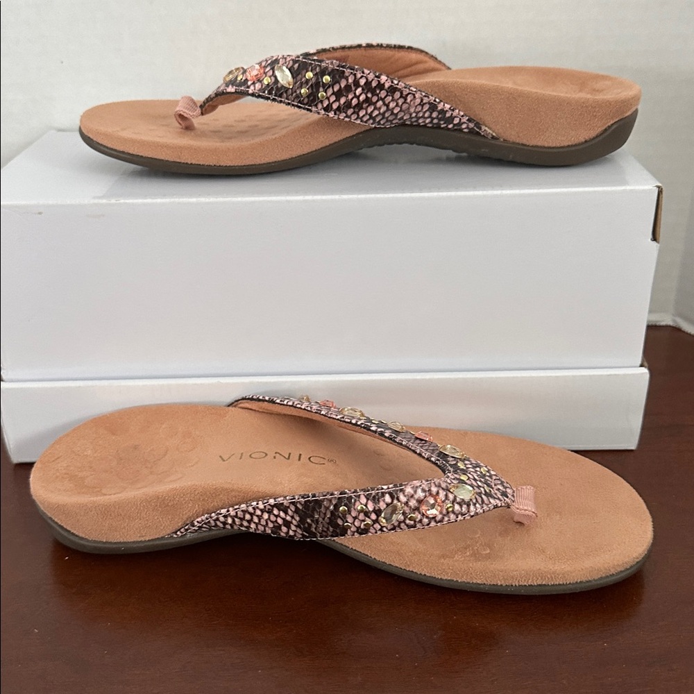 Vionic Lucia Pink Rhinestone Sandals, Sz 8 - Picture 3 of 7